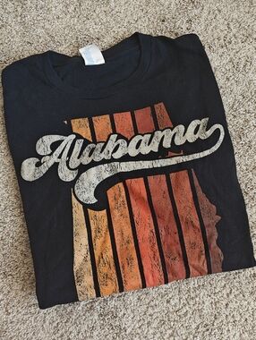 Port and Company Black Alabama Graphic Tee with Orange Accent